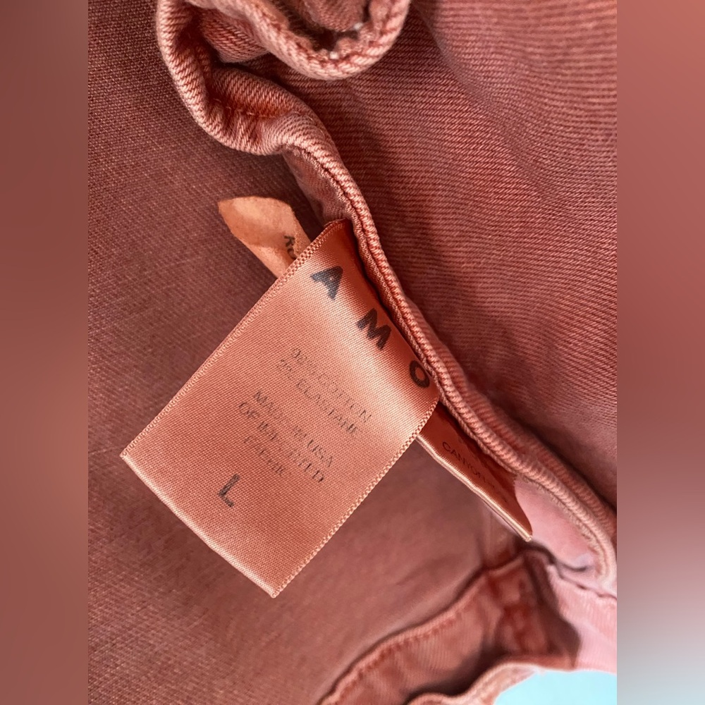 NWOT Womens Amo Pop Canyon Rose Snap Button Distressed Denim Jacket size L - Picture 12 of 16
